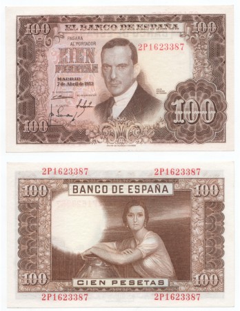 19 eur  100 pesetas 1953  Plancha